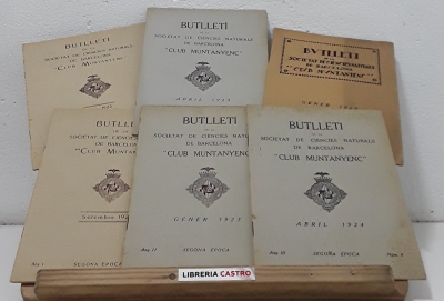 Butlletí de la Societat de Ciencies Naturals de Barcelona Club Muntanyenc - 1922, nº 1 i 2 1923, nº 3 i 4 i 1924, nº 7 i 8- Any I, II i III, segona época (VI butlletins) - Varis